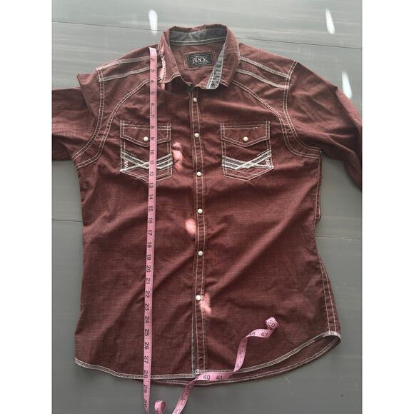 Pearl Snap Buckle Black Embroidered Western Button Down Skirt Size Med Burgundy - Picture 7 of 11